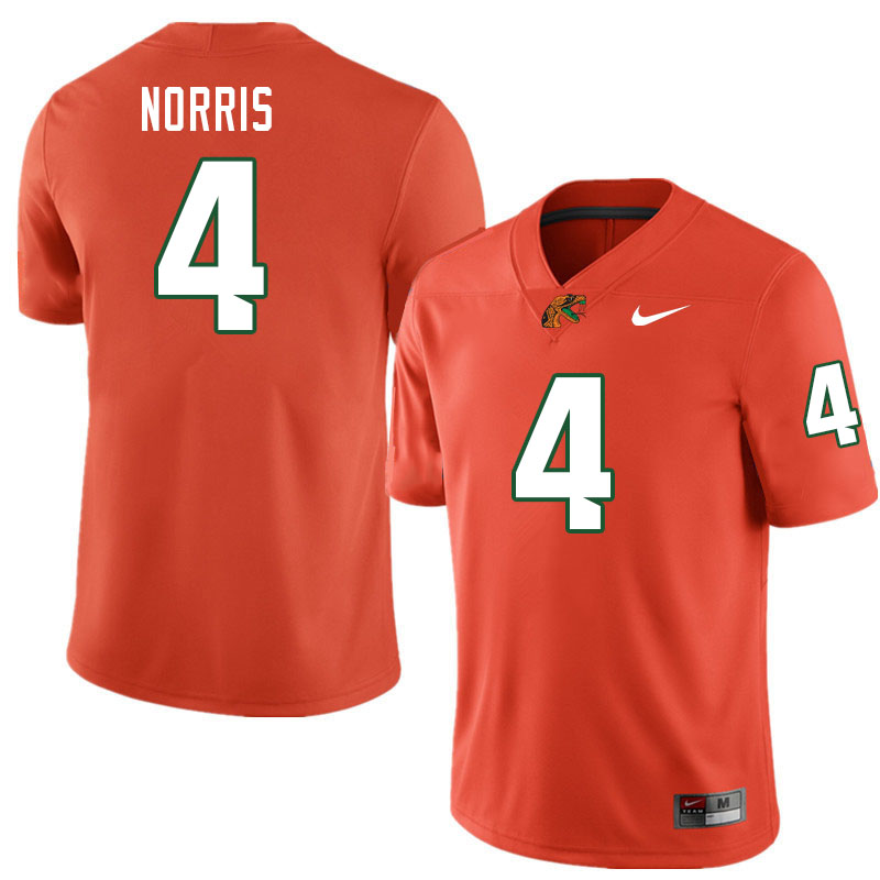 Florida A&M Rattlers #4 Brian Norris College Football Jerseys,Uniforms-Orange